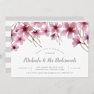 Cherry Blossom Bridesmaids Brunch Invitation Kaart
