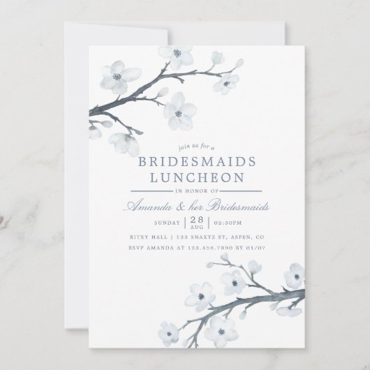 Cherry Blossom Bridesmaids Luncheon Uitnodiging (Voorkant)