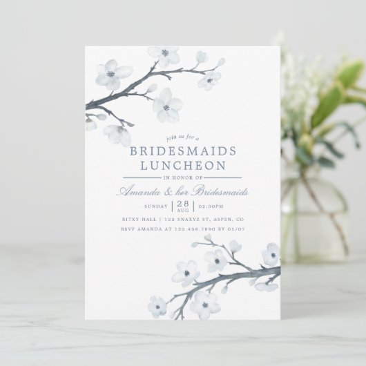 Cherry Blossom Bridesmaids Luncheon Uitnodiging (Staand voorkant)
