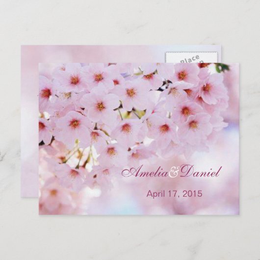 Cherry Blossom, Briefkaart RSVP (Voorkant / Achterkant)