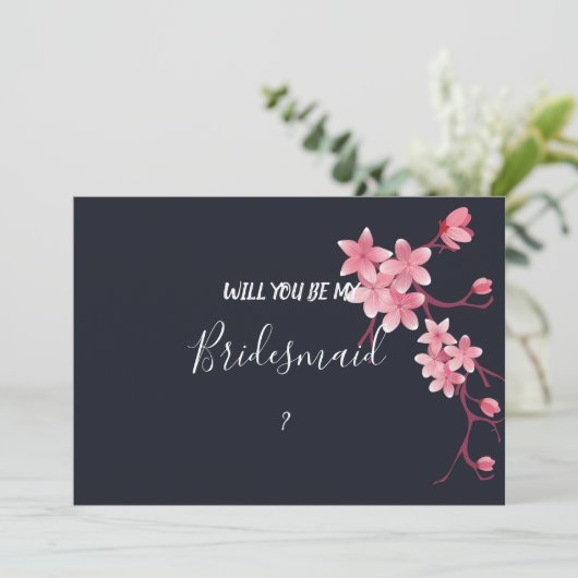 Cherry Blossom Bruidsmeisje Kaart (Staand voorkant)