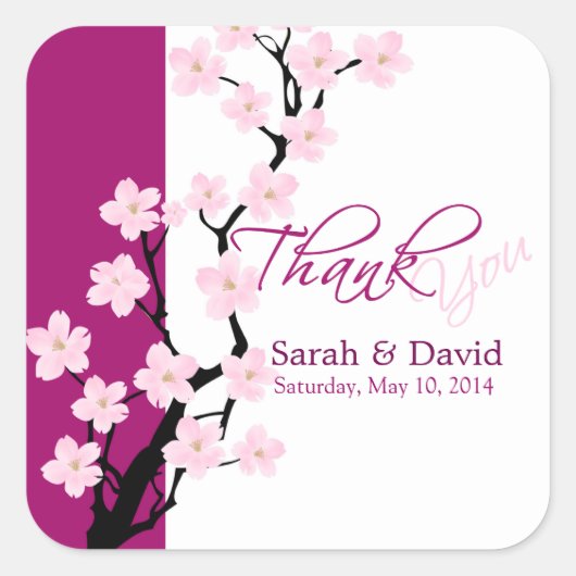 Cherry Blossom | Bruiloft Dank u Sticker (Voorkant)