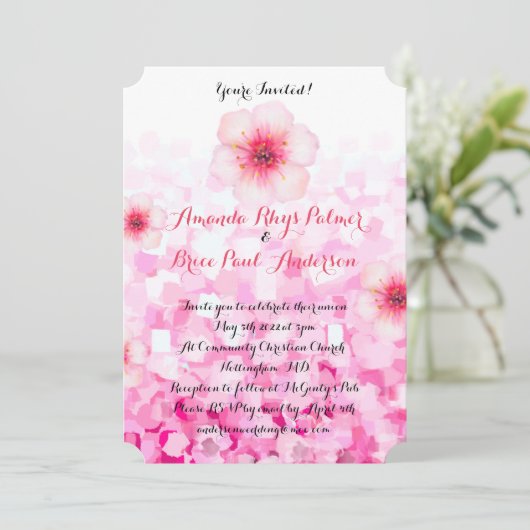 Cherry blossom bruiloft kaart (Staand voorkant)