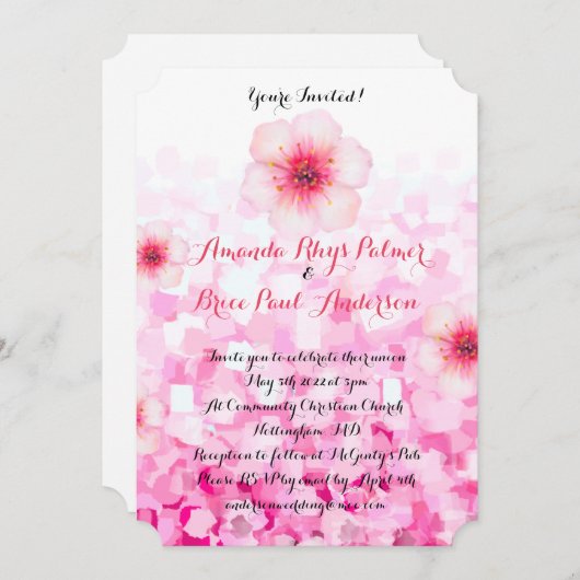 Cherry blossom bruiloft kaart (Voorkant / Achterkant)