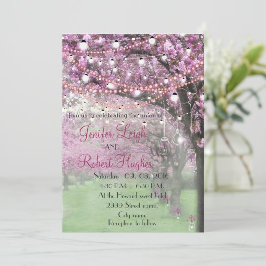 Cherry blossom bruiloft kaart (Staand voorkant)