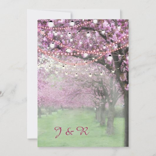 Cherry blossom bruiloft kaart (Achterkant)