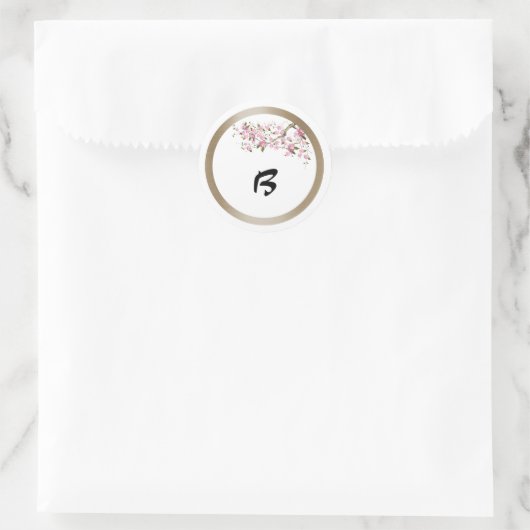 Cherry Blossom Bruiloft Monogram Sticker (Tas)
