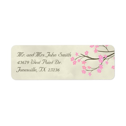 Cherry Blossom Bruiloft Retouradres Labels (Voorkant)