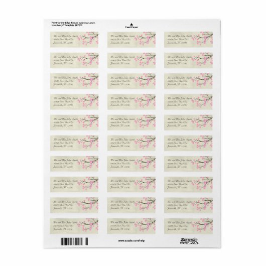 Cherry Blossom Bruiloft Retouradres Labels (Full Sheet)