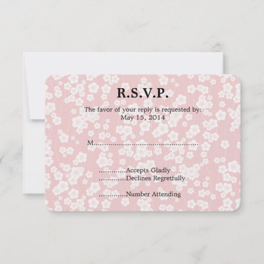 Cherry Blossom Bruiloft RSVP Kaartje (Voorkant)