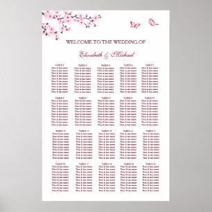 Cherry Blossom Bruiloft Zitting Grafiek Poster