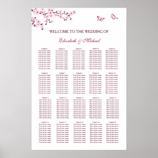 Cherry Blossom Bruiloft Zitting Grafiek Poster (Voorkant)