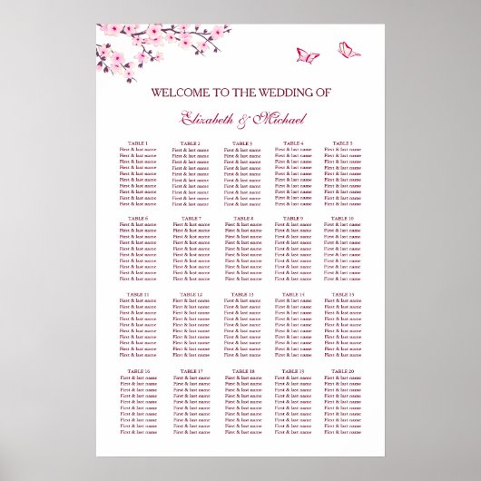 Cherry Blossom Bruiloft Zitting Grafiek Poster (Voorkant)