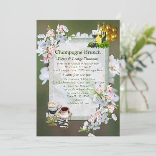 Cherry Blossom Brunch Announements Kaart (Staand voorkant)