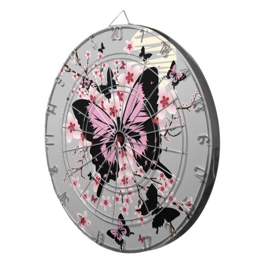 Cherry Blossom Butterflies Dartbord (Voorkant Rechts)