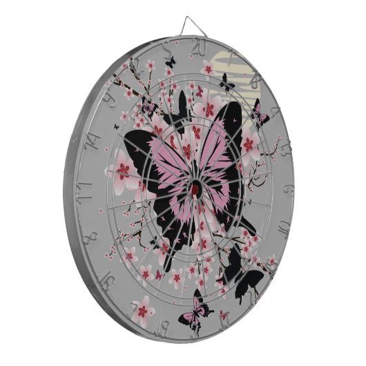 Cherry Blossom Butterflies Dartbord (Voorkant Links)