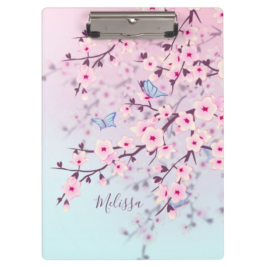 Cherry Blossom Butterflies Illustratief Klembord (Voorkant)