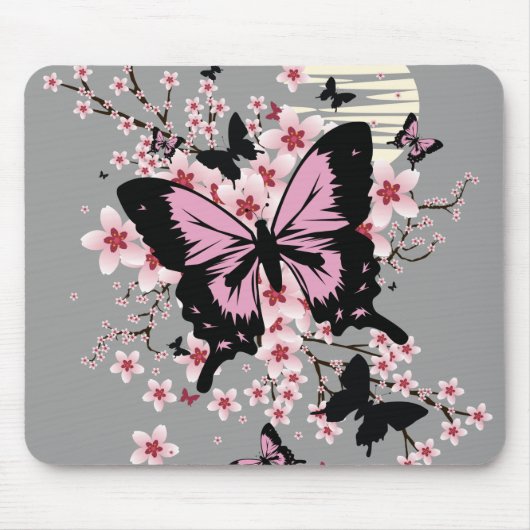 Cherry Blossom Butterflies Muismat (Voorkant)