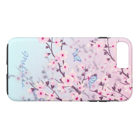 Cherry Blossom Butterflies Pastel Case-Mate iPhone Case (Achterkant (Horizontaal))