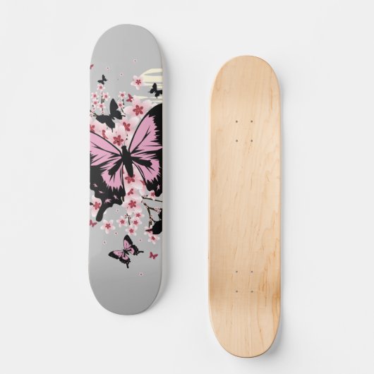 Cherry Blossom Butterflies Persoonlijk Skateboard (Voorkant)
