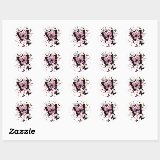 Cherry Blossom Butterflies  Ronde Sticker (Vel)