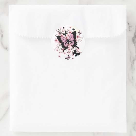 Cherry Blossom Butterflies  Ronde Sticker (Tas)