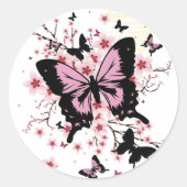 Cherry Blossom Butterflies  Ronde Sticker (Voorkant)