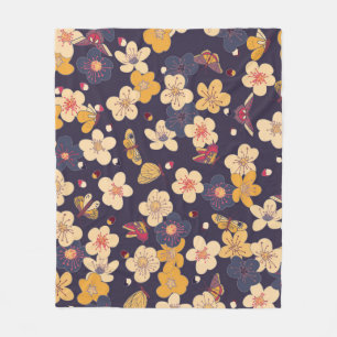 Cherry Blossom Butterfly Aziatische print Fleece Deken