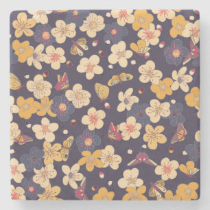 Cherry Blossom Butterfly Aziatische print Stenen Onderzetter