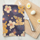 Cherry Blossom Butterfly Aziatische print Theedoek (Quarter Fold)