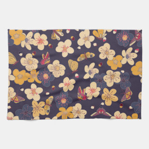 Cherry Blossom Butterfly Aziatische print Theedoek