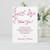 Cherry Blossom Butterfly | Baby shower Hartelijk d Bedankkaart (Staand voorkant)