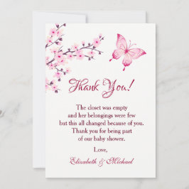 Cherry Blossom Butterfly | Baby shower Hartelijk d Kaart