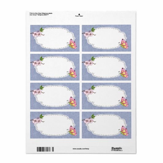 Cherry Blossom Butterfly Label (Full Sheet)