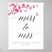 Cherry Blossom Butterfly Pink Vrijgezellenfeest Si Poster (Voorkant)