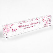 Cherry Blossom Butterfly roze witte leraren Naambordje