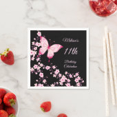 Cherry Blossom Butterfly roze Zwarte Dag Servet (Insitu)