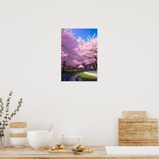 Cherry Blossom Canal Poster (Keuken)
