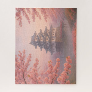 Cherry Blossom Castle in Spring Mist Legpuzzel