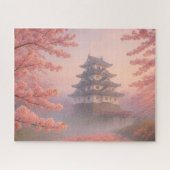 Cherry Blossom Castle in Spring Mist Legpuzzel (Horizontaal)