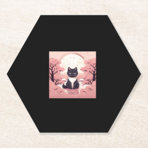 Cherry Blossom Cat – De magie van Halloween in Jap Kartonnen Onderzetters