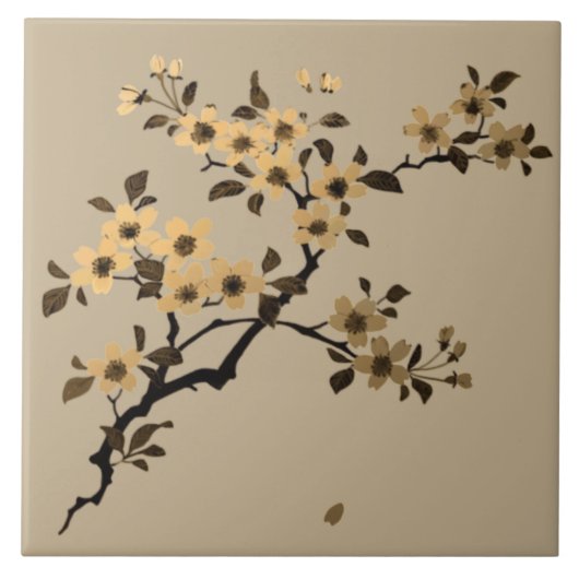 Cherry Blossom Ceramic Tile Tegeltje (Voorkant)