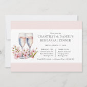 Cherry Blossom Champagne bruiloft repetitie diner Kaart (Voorkant)