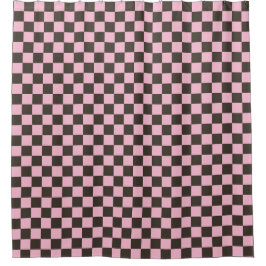 Cherry blossom checkered board pattern douchegordijn