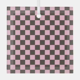 Cherry blossom checkered board pattern glas ornament