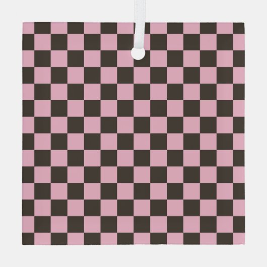 Cherry blossom checkered board pattern glas ornament (Achterkant)