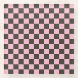 Cherry blossom checkered board pattern glazen onderzetter
