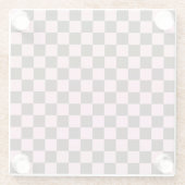 Cherry blossom checkered board pattern glazen onderzetter (Achterkant)