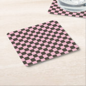 Cherry blossom checkered board pattern kartonnen onderzetters (Schuin)