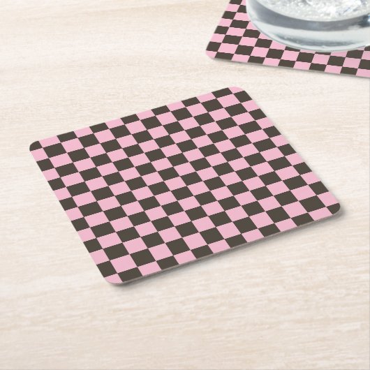 Cherry blossom checkered board pattern kartonnen onderzetters (Schuin)